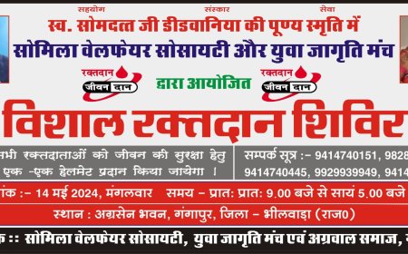 रक्तदाताओं को  दिया हेलमेट , सुरक्षा के प्रति किया जागरूक