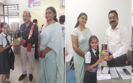 छात्राओं ने किया सिम्स हॉस्पिटल के डॉक्टर्स का सम्मान