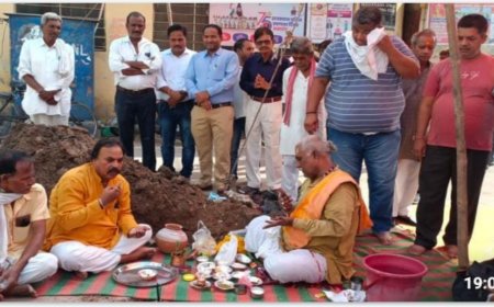 हनुमान मंदिर के नवनिर्माण के लिए किया भूमि पूजन