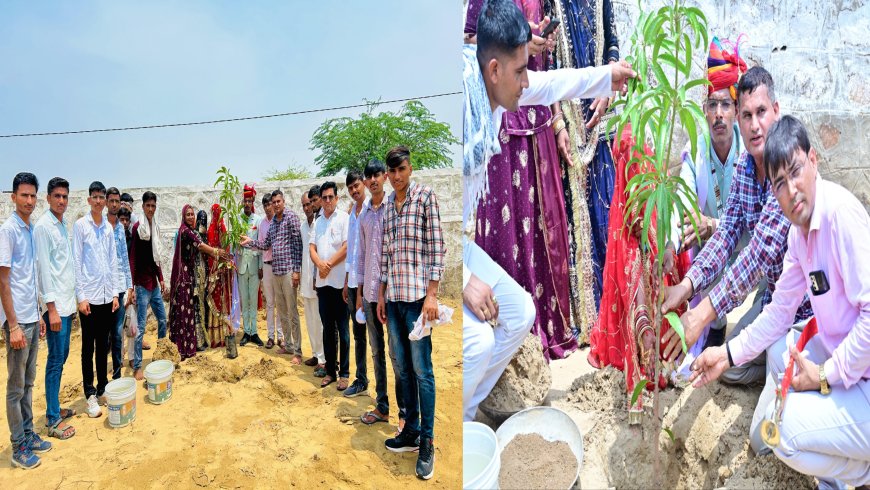 'एक पेड़ मां के नाम' के तहत विद्यालय परिसर में किया पौधारोपण