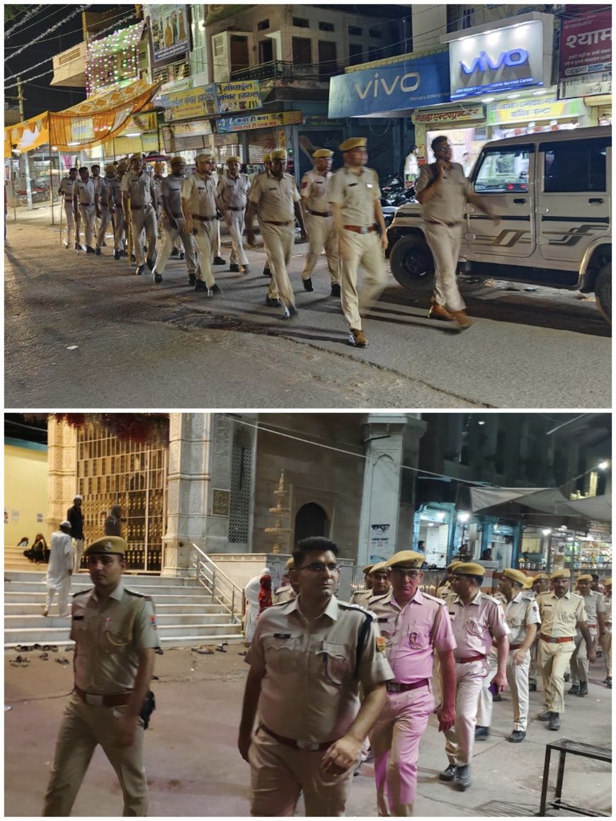 दीपावली के पर्व के मद्देनजर पुलिस ने किया शहर में फ्लैग मार्च