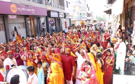 कलश यात्रा के साथ भागवत जी की स्थापना