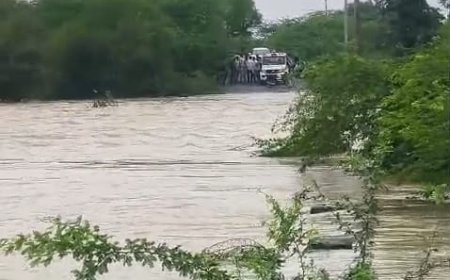 कार में सवार दो युवक पानी मे बह गए