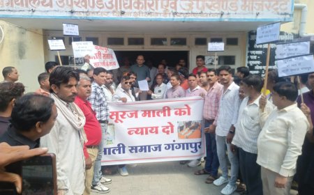 सूरज माली को न्याय दिलाने गंगापुर माली समाज  उतरा सड़को  पर
