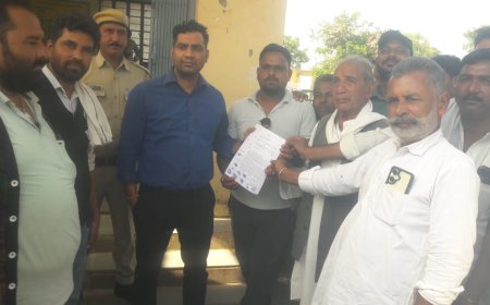 ग्रामीणों ने उपखंड अधिकारी को दिया ज्ञापन।