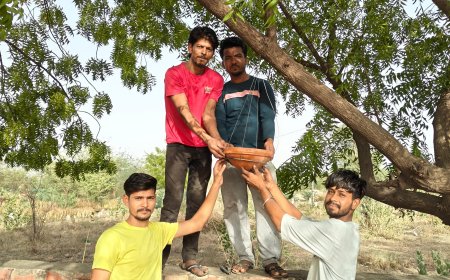 जन्मदिन पर अनूठी पहल: पक्षियों के लिए लगाए परिंडे